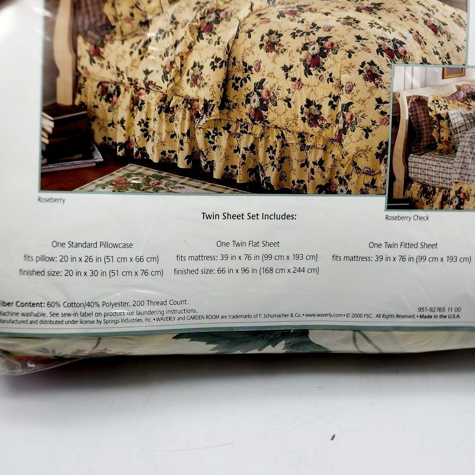 Waverly Garden Room Twin Sheet Set Roseberry Floral Roses Shabby Chic ...