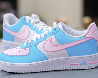 Custom Pink and Blue Nike Air Force 1 Shoes, HandPainted Color Nike AF1 Sneakers, The Nike Air Force 1, Customize AF1s Birthday Gift