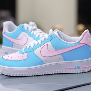 Custom Pink and Blue Nike Air Force 1 Shoes, HandPainted Color Nike AF1 Sneakers, The Nike Air Force 1, Customize AF1s Birthday Gift