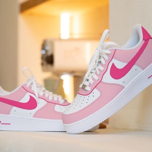 Custom Pink Nike Air Force 1, HandPainted Pink Custom Nike AF1 Sneakers, The Nike Air Force 1, Customize AF1s Gift, Birthday Wedding Gift