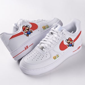 Nike Air Force 1 Custom, HandPainted Super Mario Custom Nike AF1, Splatter  Nike Air Force, Customized Mario game Shoes, Custom Af1s