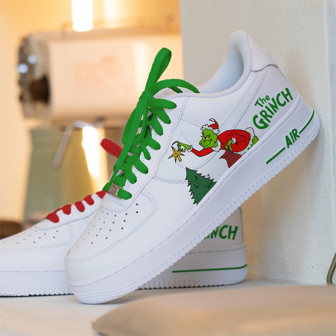 Custom Christmas Grinch Nike Air Force 1 Shoes,handpainted Xmas