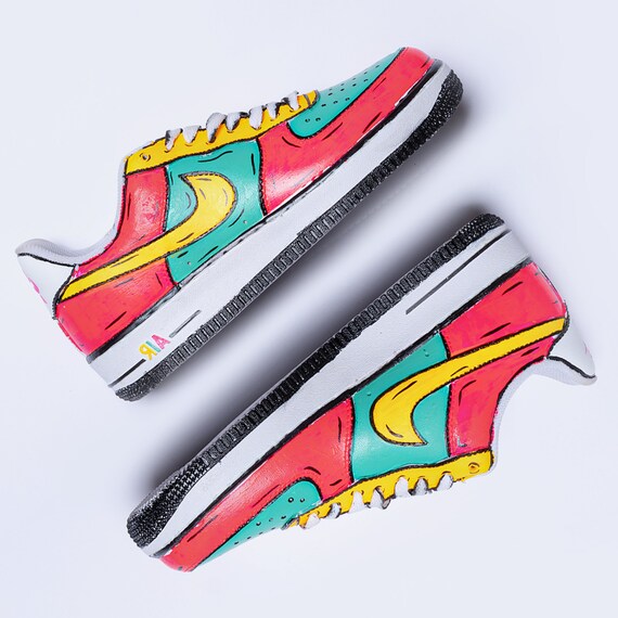 Custom Cartoon Nike Air Force 1 Handpainted Red Custom Nike AF1
