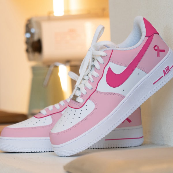 Custom Breast Cancer Awareness Day Nike Air Force 1 Shoes, HandPainted Nike AF1 Sneakers, The Nike Air Force 1, Customize AF1s Gift