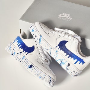 Nike Air Force 1 Custom, Handpainted Blue Drip Custom Nike AF1 ...