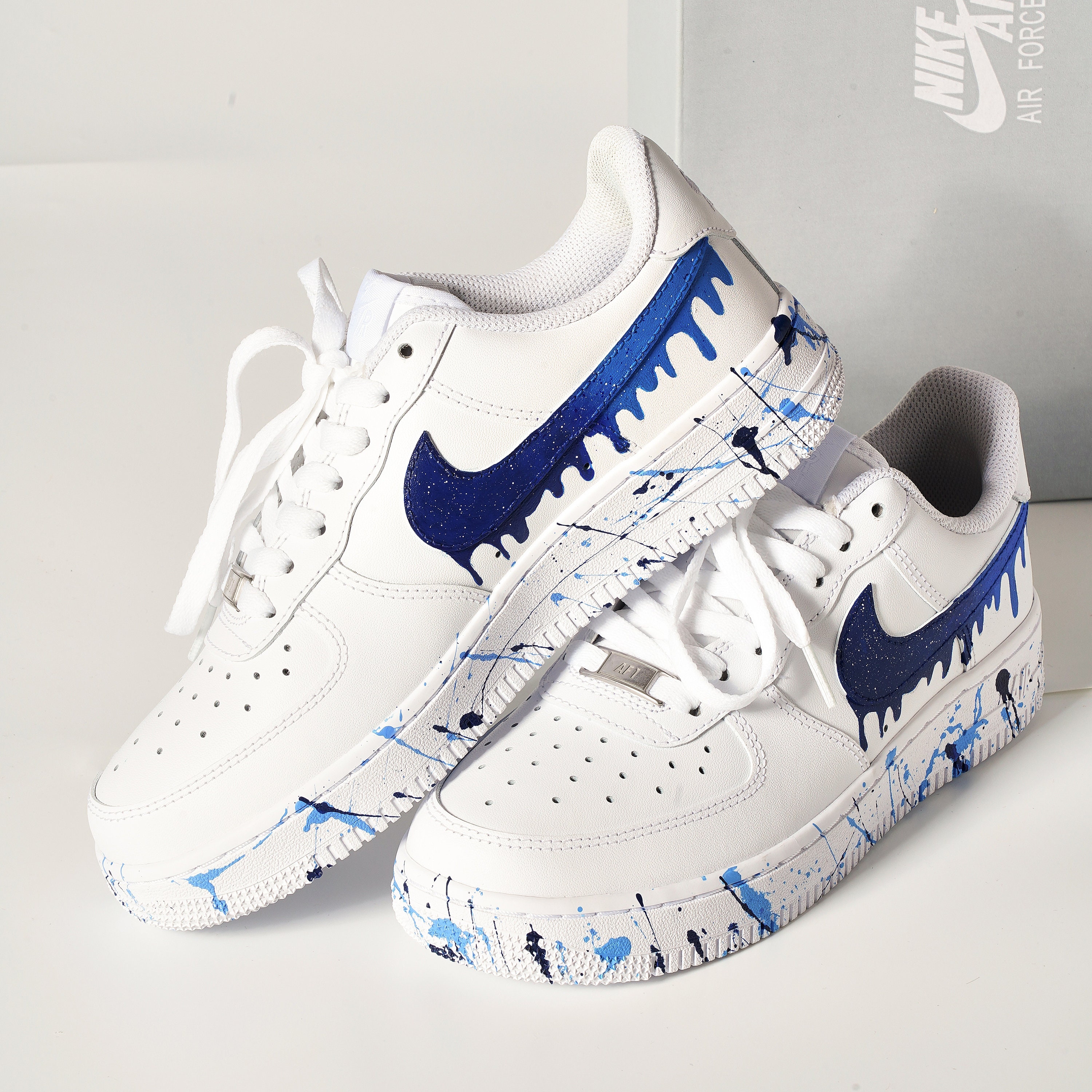 NIKE AIRFORCE 1 DRIP BLACK & BLUE – LzDIAMOND Customs