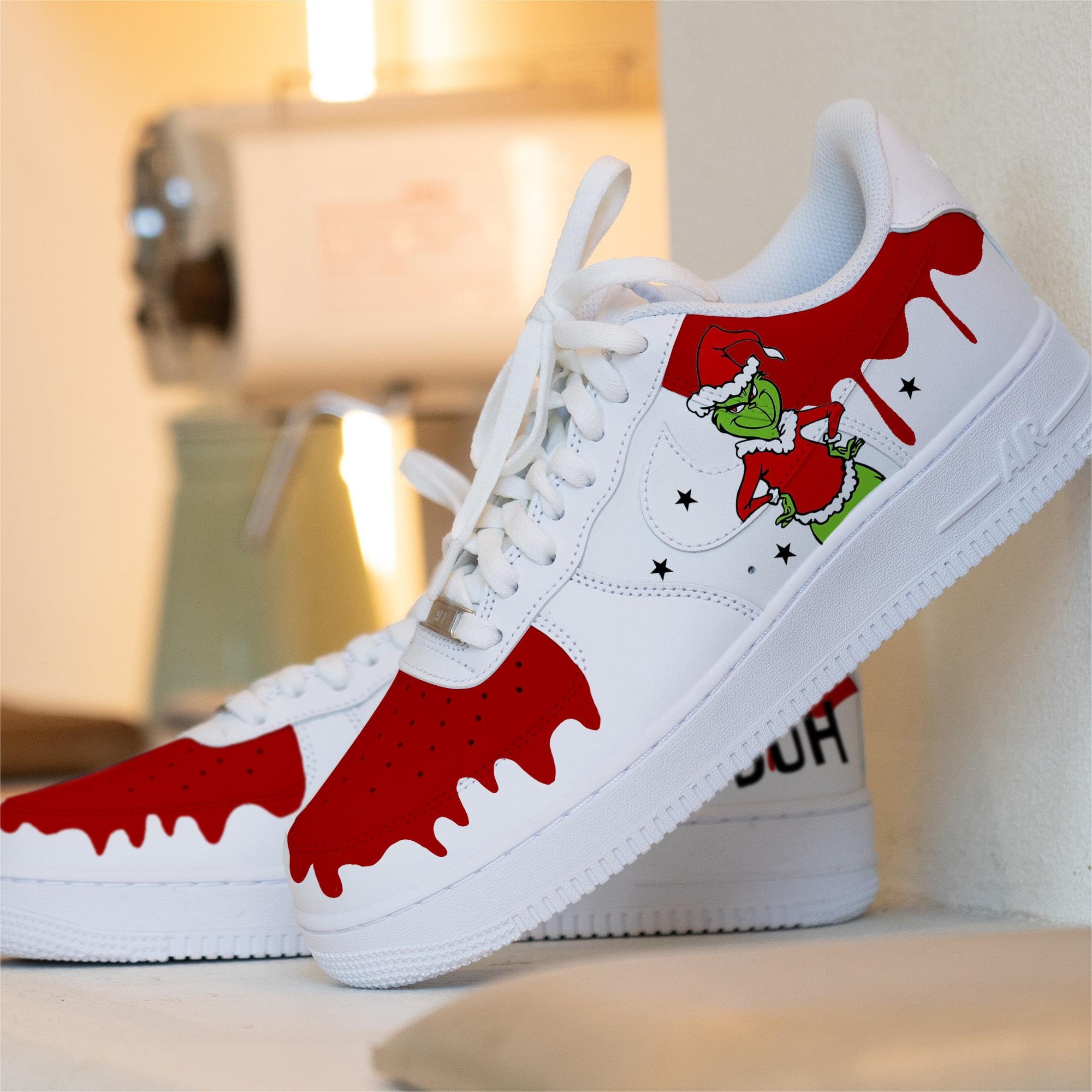 Red Supreme LV Inspired - Custom Air Force 1 - Hand Painted AF1