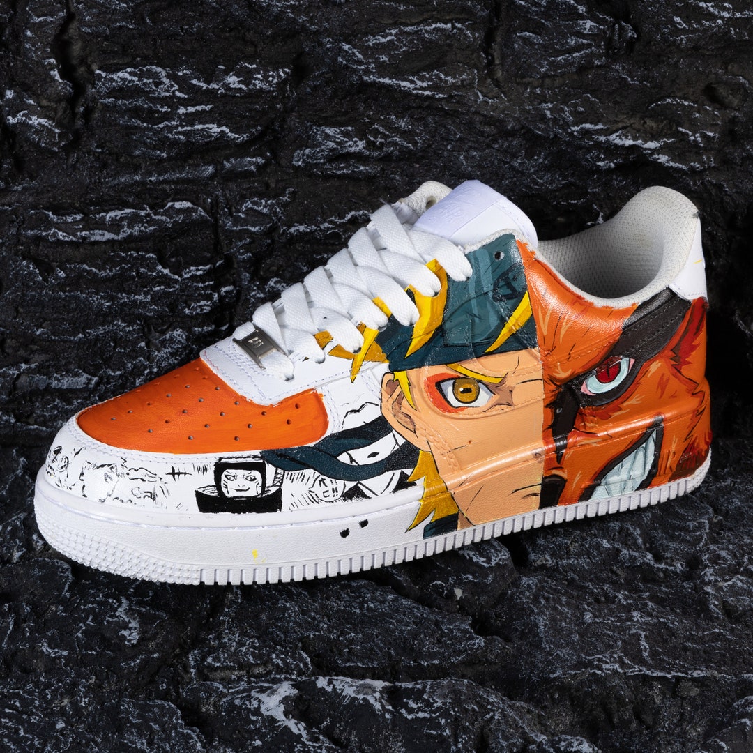 Custom Naruto Nike Air Force 1, Handpainted Kurama Custom Nike AF1 ...