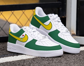 Benutzerdefinierte Golf Das Meister-Turnier Nike Air Force 1, handbemalte Golf Custom Nike AF1 Sneakers, die Nike Air Force 1, passen Sie das AF1s Geschenk an