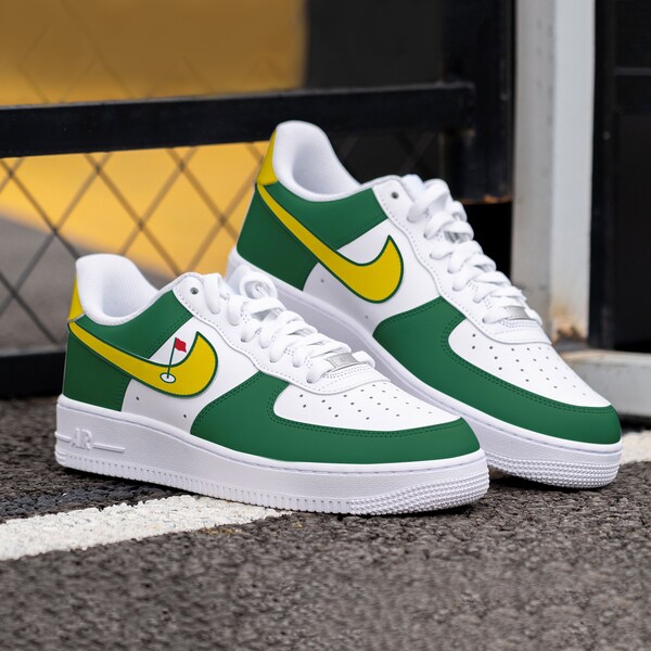 Custom Golf The Masters Tournament Nike Air Force 1, HandPainted Golf Custom Nike AF1 Sneakers, The Nike Air Force 1, Customize AF1s Gift