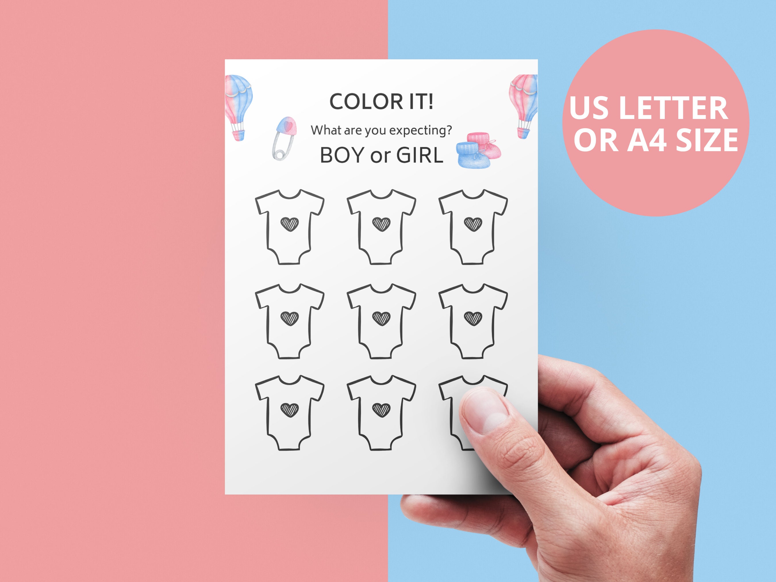 Printable GENDER REVEAL Game Baby Shower Tic Tac Toe Boy or Girl Baby