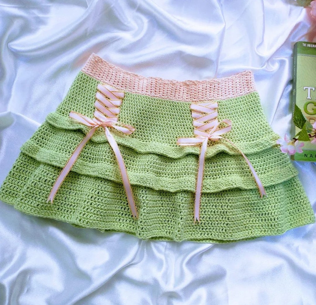 Frilly Green Mini Skirt, Ruffle Skirt, College Party Skirt, Daily Skirt ...
