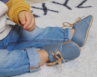 TIBAMO THETA | Chaussures Bébé en Cuir Souple Bleu