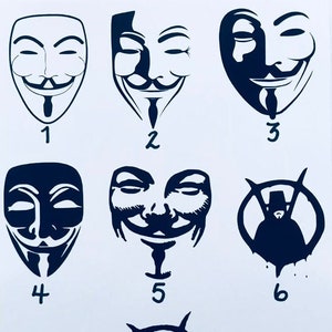2x) V For Vendetta Mask Sticker Die Cut Decal Self Adhesive - Foto 3