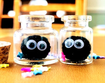 Fluffy Soot Sprite in a Jar Studio Ghibli Anime Decor Totoro Spirited Away