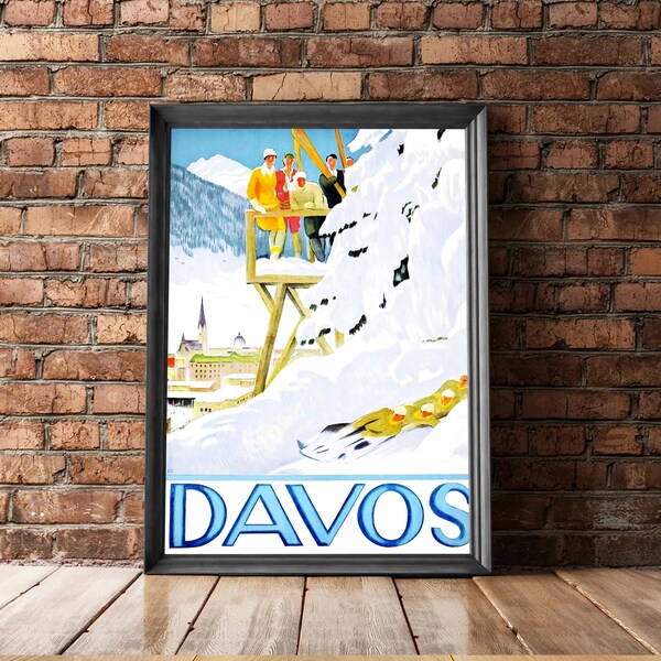 Insigne Vintage Davos – Ski, Suisse, Rare, Occasion