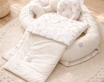 Baby Unterlage SET kleine ROSEN Samt Velour ECRU