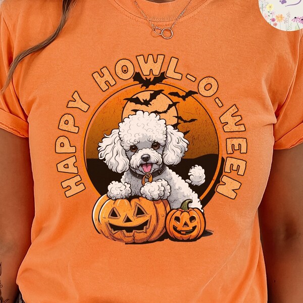 Comfort Colors 1717, Cute Spooktacular Happy HALLOWEEN  Poodle Shirt,  Howl-O-Ween Poodle Gift, Toy poodle mom