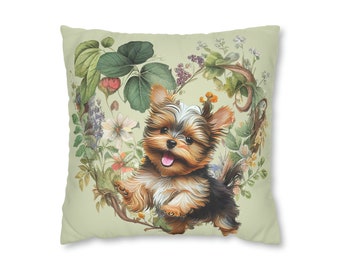 Yorkshire Terrier Pillow, Yorkie Gift for Mom, Faux Suede Square Pillow Case