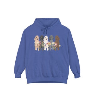 Comfort Colors Wildflower Poodle Hoodie Sweatshirt Standard poodle Shirt, Cottagecore Poodle gift for Poodle Dog Lover, Poodle Mom, Owner Flo Blue