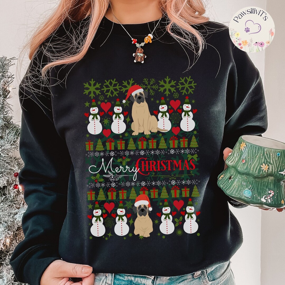 Snowmen & English Mastiffs Christmas Cozy Sweater Mastiff Etsy