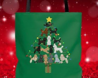 Poodle gift Christmas tote, Dog mom Christmas tree dog tote bag, Merry Dogmas, Merry Woofmas, Dog Mom, Christmas gift Bag, Candy Craf