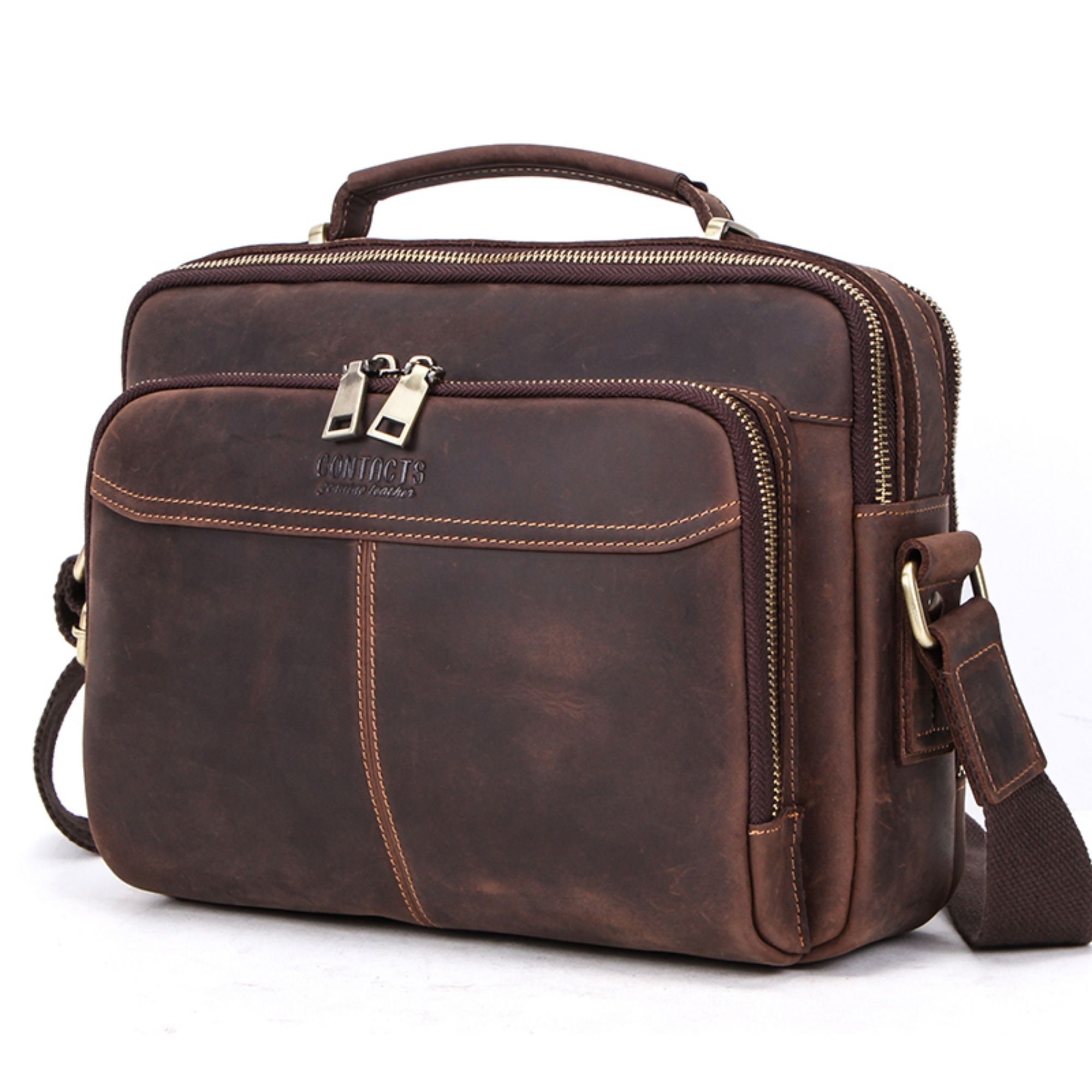 Full Grain Leather Briefcase for Men Shoulder Bag Top Handle - Etsy