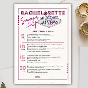 Bachelorette Scavenger Hunt Game Printable Las Vegas Themed Bridal Hens Night Bar Scavenger Photo Hunt - Adult party game - Digital download