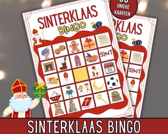Sinterklaas Bingo Cards, 30 Unique Bingo Cards, Sinterklaas and Piet game, gift evening for family and children, Digital Download