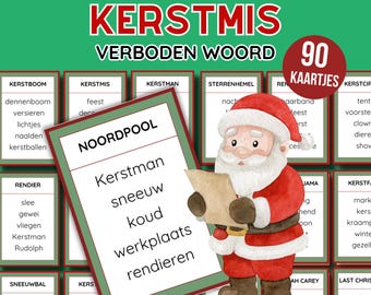 Christmas game forbidden word - family game for the holidays - Printable board game - Christmas download - Party game Dutch
