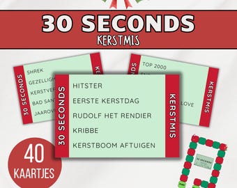 Christmas 30 Seconds Card Game • 40 Cards • Digital Downloadable Game for Kids & Family During the Holidays • Dutch (NL)