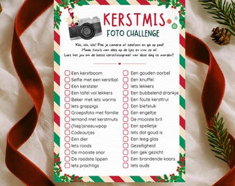 Christmas Photo Challenge Game for Kids - Holiday Scavenger Hunt - Printable Christmas Activity - Kids Entertainment - Dutch