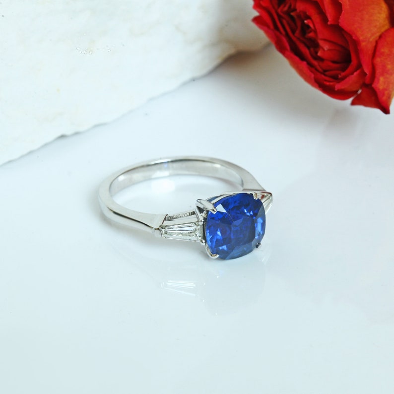 Cushion Cut Tanzanite Engagement Ring, Tanzanite Ring in 14K Gold, White Gold Tanzanite Engagement Ring, Gift For Her, Mothers Day Gift image 2