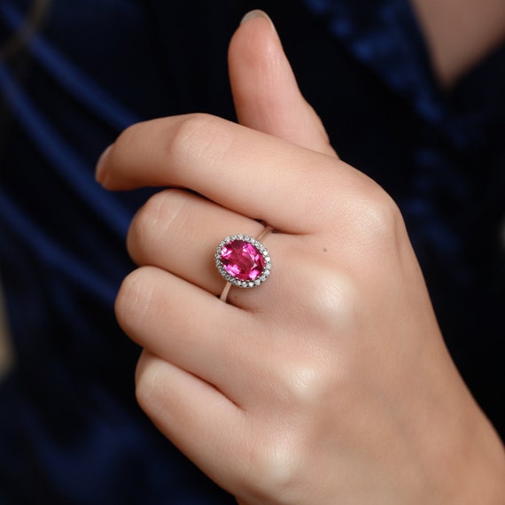 Tourmaline Ring 14K Gold Pink Tourmaline Ring Oval Tourmaline