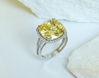 Fancy Ring, Yellow Diamond Engagement Ring, 21.98 Ct Fancy Promise Ring, Gift For Her, Mothers Day Gifts, mom gifts,mama gifts, Grandma gift