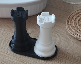 Salz- und Pfefferstreuer | Schach Figuren Schwarz-Weis | Schach Türme Deko