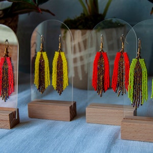 Colorful Neon Boho Style Beaded Earrings | Festival Statement Jewelry