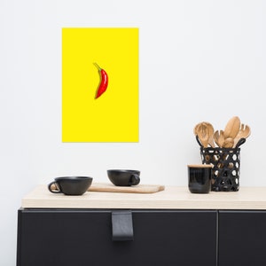 Minimalist Wall Art | Vibrant Chili Pepper | Kitchen Poster