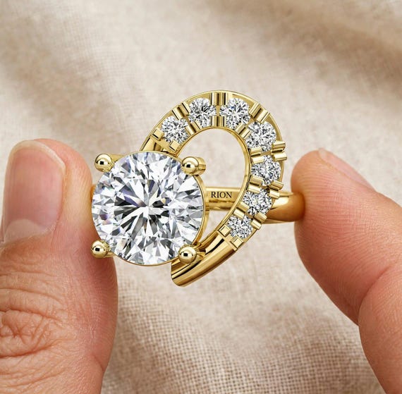 1.01 CT Lab Grown Diamond Ring, 0.90 CT Center Diamond, 0.11 CT Side Diamonds, Custom Engagement Ring
