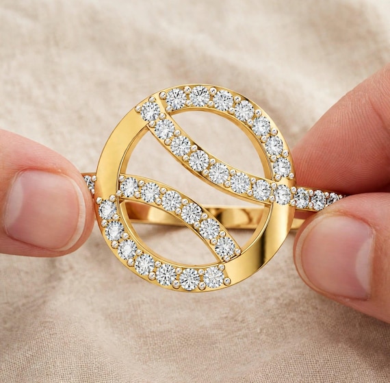 RION Lab Grown Diamond Ring 0.22 CT, Unique Interlocking Circle Ring, Custom Diamond Ring, Modern Statement Jewelry