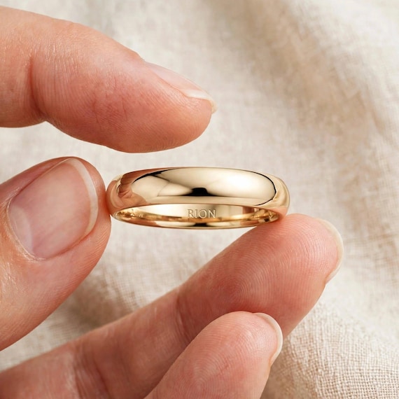 Personalized Inside Engraved Dome Ring | Custom Dome Band Ring | Name Engraved Comfort Fit Ring | Silver Gold Rose Gold Wedding Band