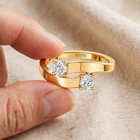 0.15 CT Lab Grown Diamond Ring, Open Crossover Ring, Minimalist Engagement Ring, Custom Wedding Ring