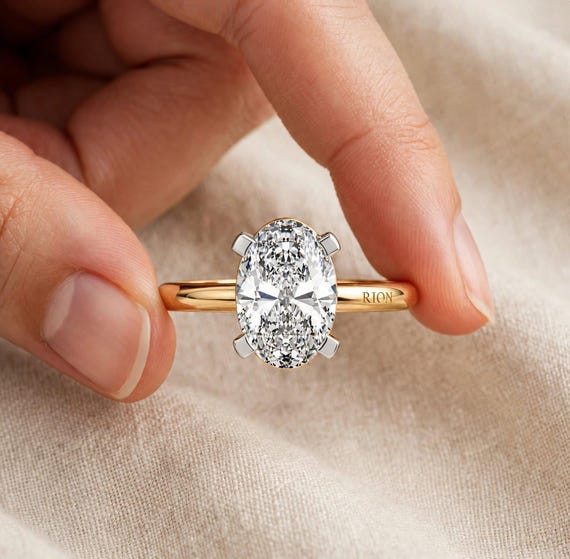 0.35 CT Lab Grown Diamond Ring, Oval Solitaire Engagement Ring, Custom Wedding Ring, Minimalist Bridal Jewelry