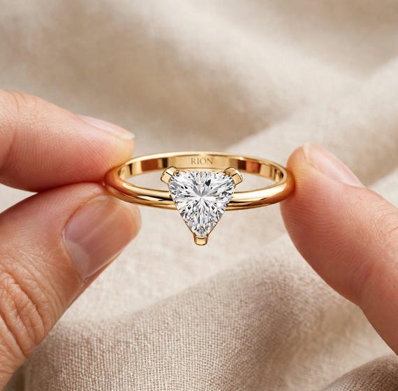 0.35 CT Lab Grown Diamond Ring, Trillion Style Engagement Ring, Custom Ring, Minimalist Diamond Ring, Gift for Her