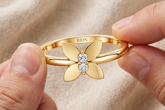 0.02 CT Lab Grown Diamond Flower Ring, Floral Diamond Ring, Dainty Wedding Ring, Minimalist Ring, Custom Ring
