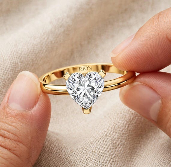 0.35 CT Lab Grown Diamond Heart Ring, Heart Shaped Engagement Ring, Custom Diamond Ring, Romantic Bridal Jewelry