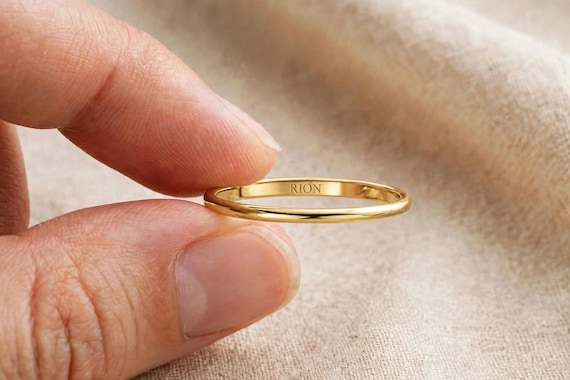 Personalized Skinny Thin Band Ring Inside Engraved | Custom 2mm Dome Stacking Ring | Dainty Name Ring Silver Gold Rose Gold Wedding Band