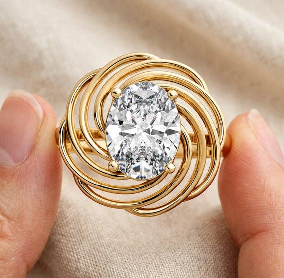 1 CT Lab Grown Diamond Ring, Oval Diamond Ring, Modern Statement Ring, RION Custom Fine Jewelry