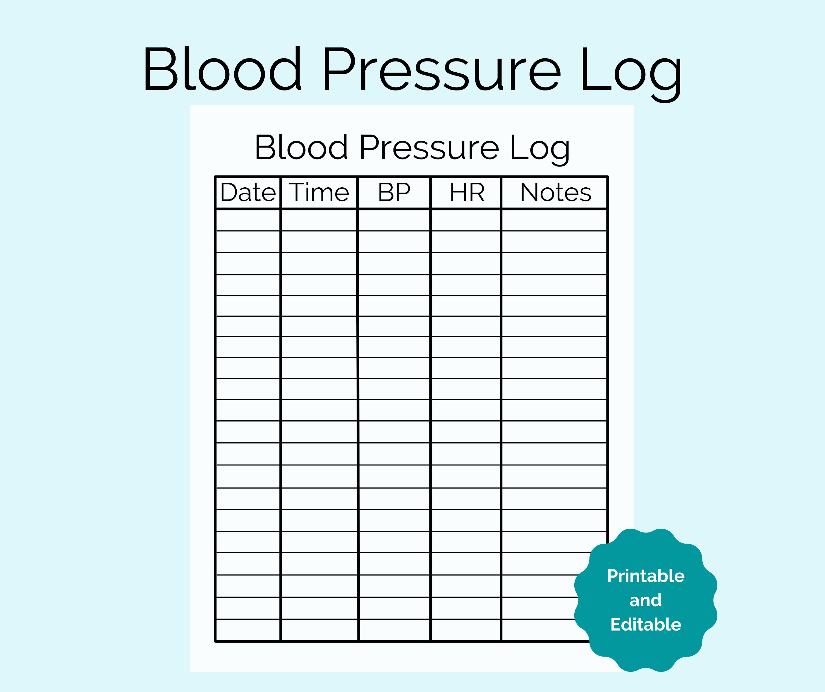 Blood Pressure Chart Printable Instant Download Medical Stickhealthcare co uk