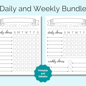 Daily and Weekly Chore Chart, Chore Chart Kids, Chore Chart Printable, Kids Chore Chart Printable, Kids Chore Chart, Customized Chore Chart